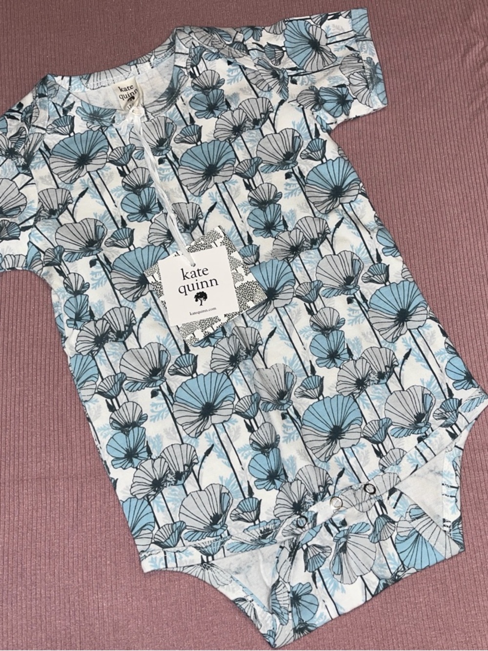 kate quinn Blue & White Floral bodysuit